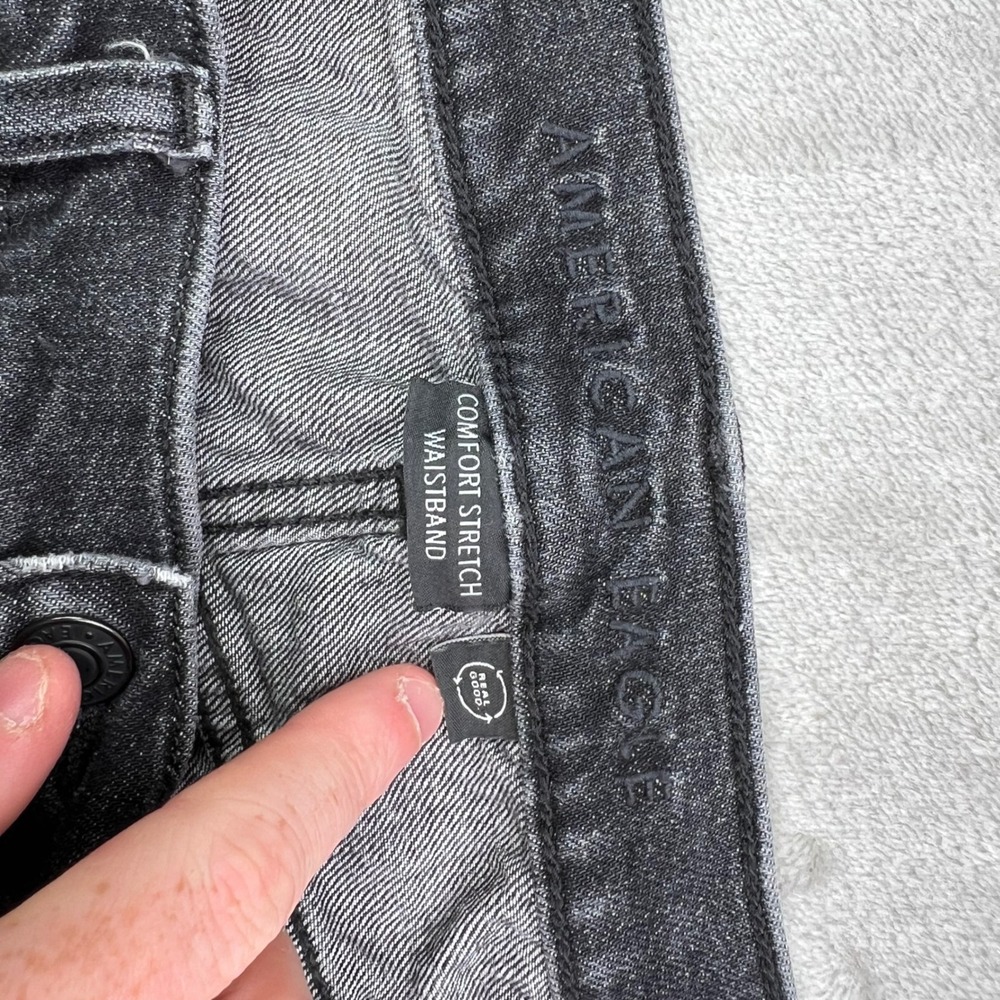 American Eagle Super High Rise Baggy Straight Cargo Jeans Women 8 X-Long Stretch - Picture 15 of 16